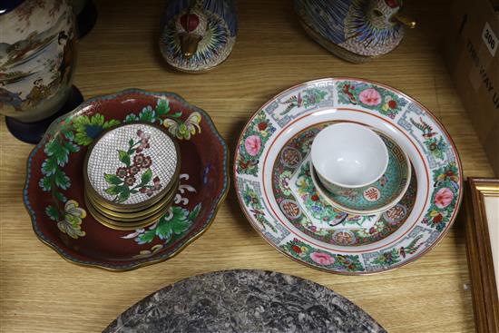 A quantity of Chinese and Japanese ceramics, Canton enamel etc